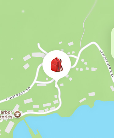 Satelliidi kaudu kasutuses olev Find My funktsioon, näitamas inimese asukohta mägedes