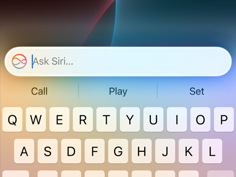 Een close-up van een cursor tijdens een Siri-verzoek.